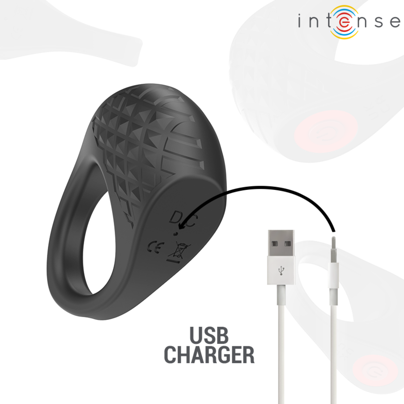 INTENSE - CLOVER VIBRATORE ANELLO PER PENE 10 VIBRAZIONI NERO - INTENSE COUPLES TOYS | Lingerie Harness Boutique
