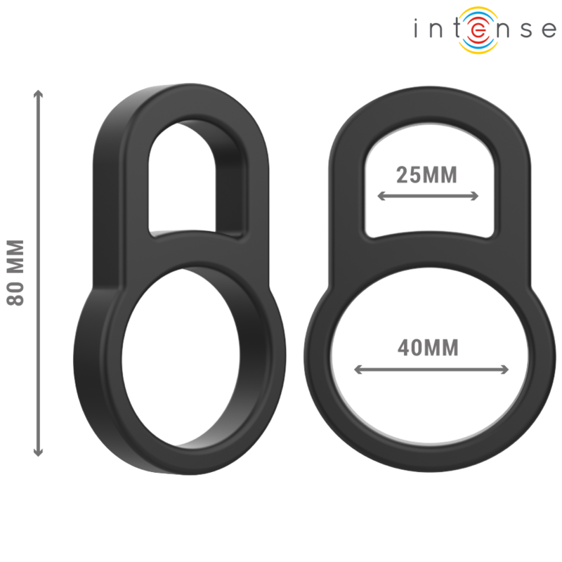 INTENSE - BOBBY DOPPIO ANELLO PER PENE IN SILICONE NERO - INTENSE COUPLES TOYS | Lingerie Harness Boutique