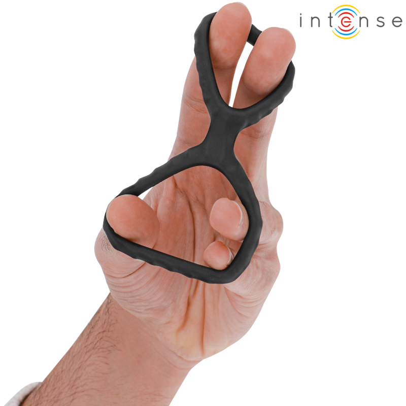 INTENSE - DEWEY DOPPIO ANELLO PER PENE IN SILICONE MODELLO NERO 2 - INTENSE COUPLES TOYS | Lingerie Harness Boutique