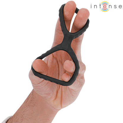 INTENSE - DEWEY DOPPIO ANELLO PER PENE IN SILICONE MODELLO NERO 2 - INTENSE COUPLES TOYS | Lingerie Harness Boutique