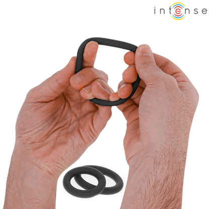 INTENSE - HUGH 3 ANELLI PER PENE IN SILICONE BASIC NERI - INTENSE COUPLES TOYS | Lingerie Harness Boutique