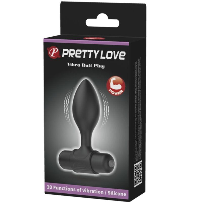 PRETTY LOVE - VIBRA BUTT 10 VIBRAZIONI PLUG ANALE NERO - PRETTY LOVE | Lingerie Harness Boutique