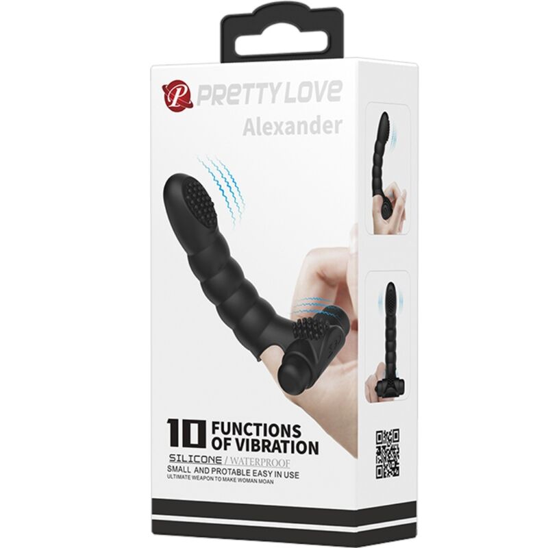 PRETTY LOVE - VIBRATORE DA DITA ALEXANDER 10 VIBRAZIONI NERO - PRETTY LOVE | Lingerie Harness Boutique