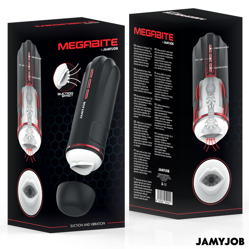 JAMYJOB - MEGABITE MASTURBATORE AUTOMATICO PER LA BOCCA 5 MODALITÀ DI ASPIRAZIONE E VIBRAZIONE - JAMYJOB | Lingerie Harness Boutique