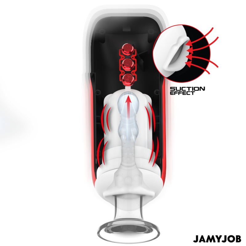 JAMYJOB - BLAZE MASTURBATORE AUTOMATICO CON 5 MODALITÀ DI ASPIRAZIONE E VIBRAZIONE - JAMYJOB | Lingerie Harness Boutique