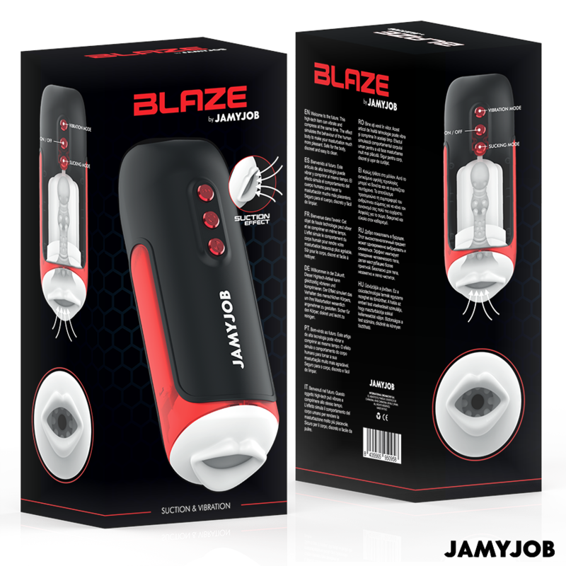 JAMYJOB - BLAZE MASTURBATORE AUTOMATICO CON 5 MODALITÀ DI ASPIRAZIONE E VIBRAZIONE - JAMYJOB | Lingerie Harness Boutique