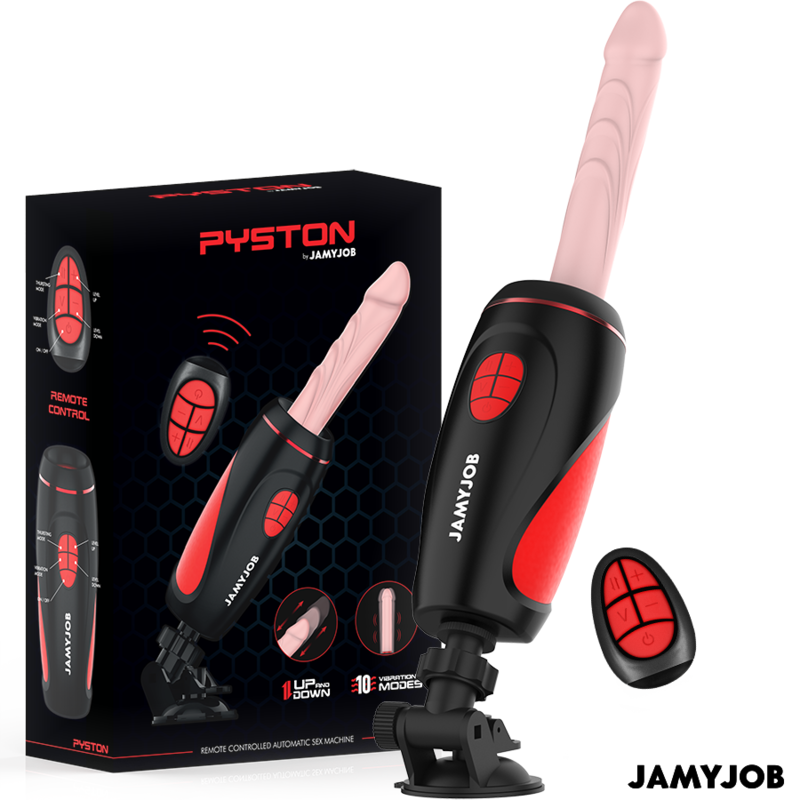 JAMYJOB - PYSTON BASE MASTURBATORE AUTOMATICO CON DILDO TELECOMANDO - JAMYJOB | Lingerie Harness Boutique