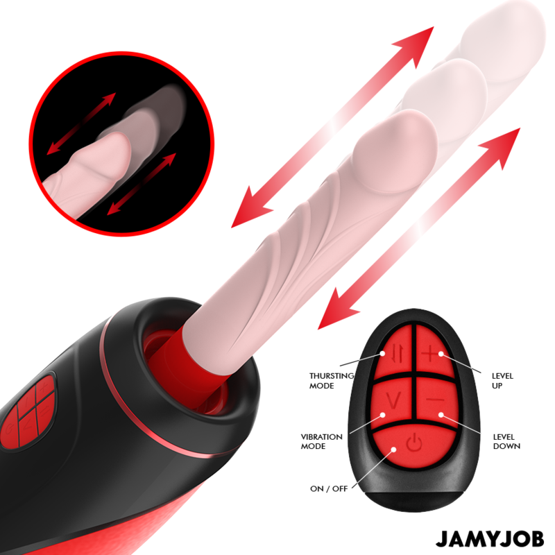 JAMYJOB - PYSTON BASE MASTURBATORE AUTOMATICO CON DILDO TELECOMANDO - JAMYJOB | Lingerie Harness Boutique