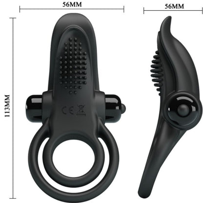 PRETTY LOVE - DOPPIO ANELLO VIBRANTE + STIMOLATORE CLITORIDEO 10 VIBRAZIONI NERO - PRETTY LOVE | Lingerie Harness Boutique