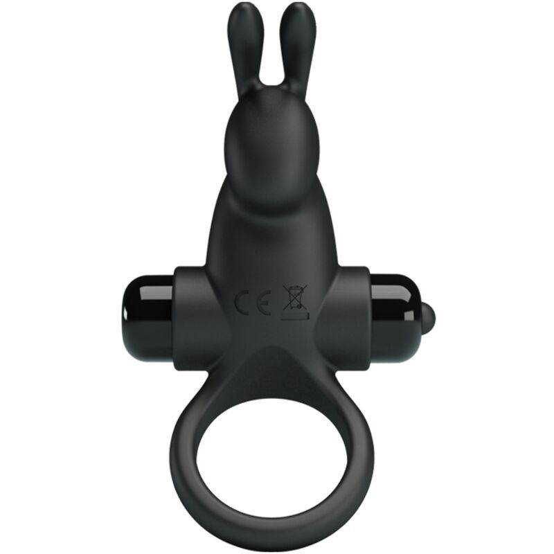 PRETTY LOVE - ANELLO VIBRANTE + STIMOLATORE CLITORIDEO CONIGLIO 10 VIBRAZIONI NERO - PRETTY LOVE | Lingerie Harness Boutique