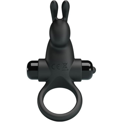 PRETTY LOVE - ANELLO VIBRANTE + STIMOLATORE CLITORIDEO CONIGLIO 10 VIBRAZIONI NERO - PRETTY LOVE | Lingerie Harness Boutique