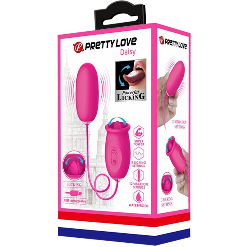 PRETTY LOVE - Ovulo vibrante a forma di margherita + lingua stimolante per il clitoride ROSA - PRETTY LOVE | Lingerie Harness Boutique
