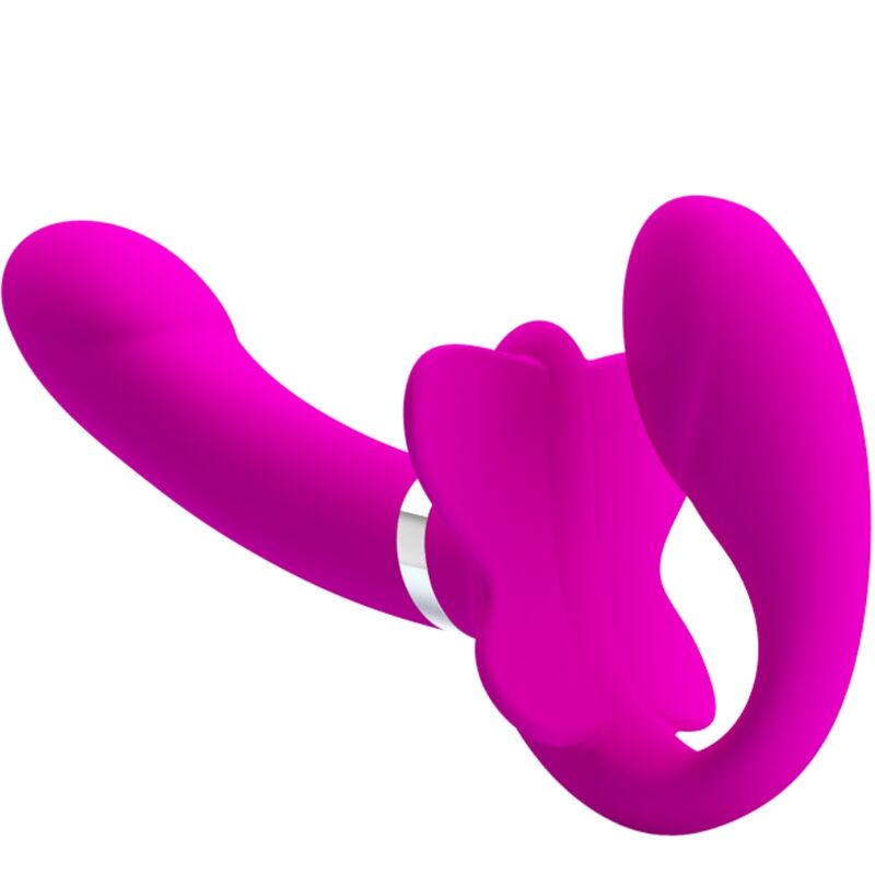 PRETTY LOVE - VALERIE VIBRATORE DOPPIO STRAP-ON 12 VIBRAZIONI VIOLA - PRETTY LOVE | Lingerie Harness Boutique