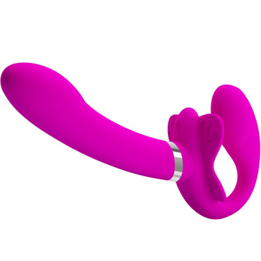 PRETTY LOVE - VALERIE VIBRATORE DOPPIO STRAP-ON 12 VIBRAZIONI VIOLA - PRETTY LOVE | Lingerie Harness Boutique
