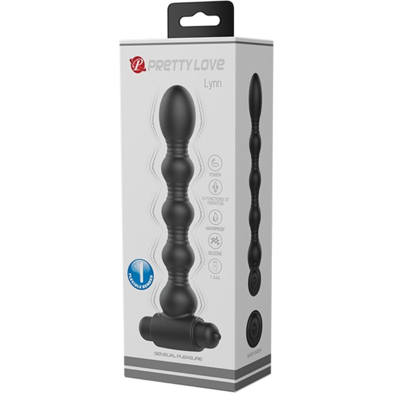 PRETTY LOVE - LYNN SILICONE ANAL PLUG 10 VIBRAZIONI NERO - PRETTY LOVE | Lingerie Harness Boutique