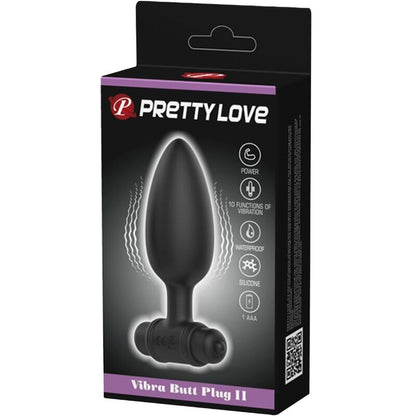PRETTY LOVE - VIBRA BUTT PLUG 2 PLUG ANALE 10 VIBRAZIONI NERO - PRETTY LOVE | Lingerie Harness Boutique
