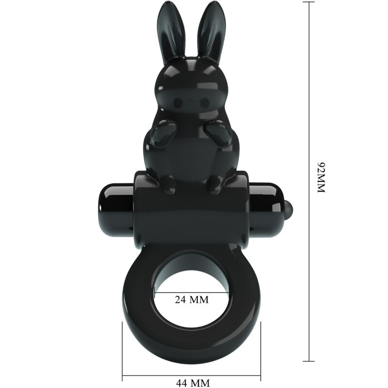 PRETTY LOVE - ANELLO VIBRATORE CONIGLIO ECCITANTE 10 VIBRAZIONI NERO - PRETTY LOVE | Lingerie Harness Boutique