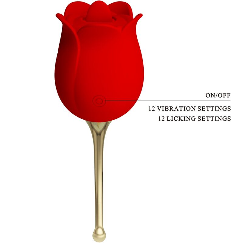 PRETTY LOVE - ROSE LOVER STIMOLATORE CLITORIDEO ROSE 12 VIBRAZIONI ROSSO - PRETTY LOVE | Lingerie Harness Boutique