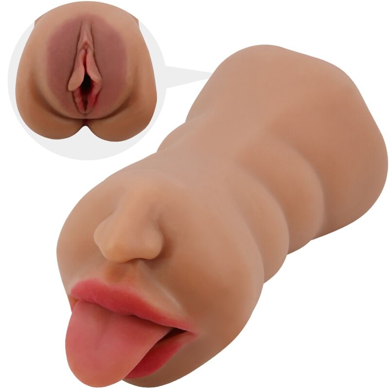 CRAZY BULL - SARAH DOPPIO MASTURBATORE BOCCA E VAGINA CARNE - CRAZY BULL | Lingerie Harness Boutique