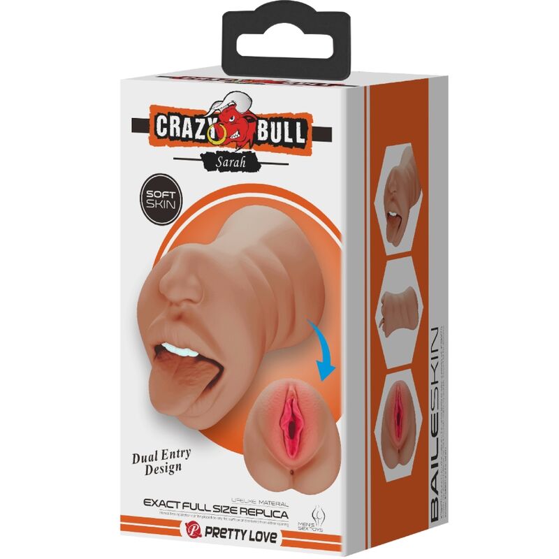 CRAZY BULL - SARAH DOPPIO MASTURBATORE BOCCA E VAGINA CARNE - CRAZY BULL | Lingerie Harness Boutique