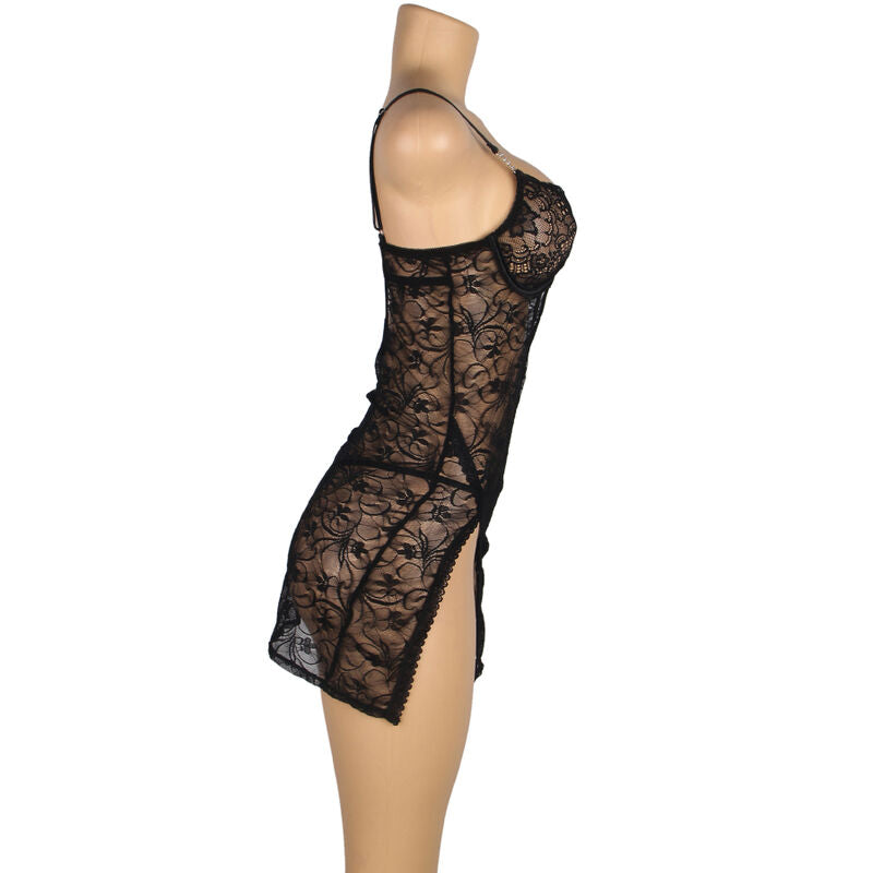 SUBBLIME - 954185 BABYDOLL IN PIZZO CON SPALLINE REGOLABILI NERO S/M - SUBBLIME BABYDOLLS | Lingerie Harness Boutique