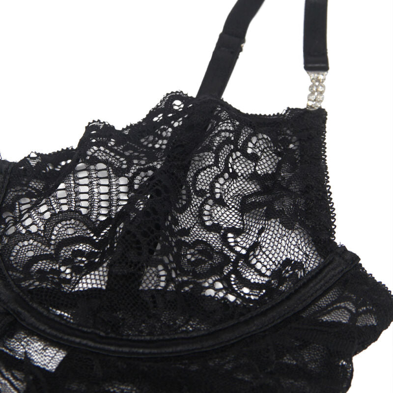 SUBBLIME - 954185 BABYDOLL IN PIZZO CON SPALLINE REGOLABILI NERO S/M - SUBBLIME BABYDOLLS | Lingerie Harness Boutique