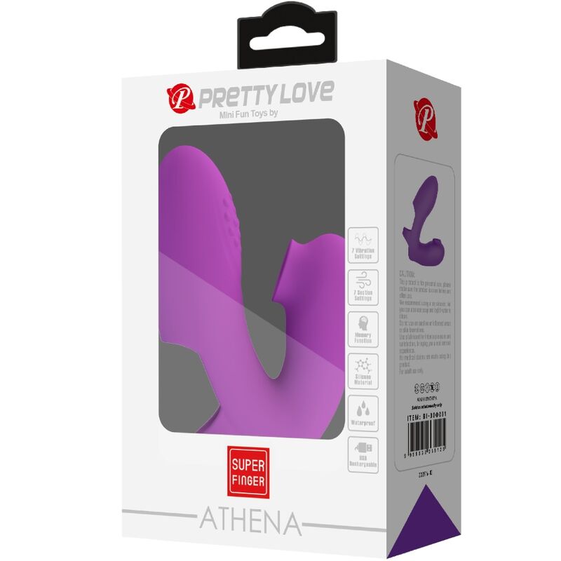 PRETTY LOVE - VIBRATORE DA DITA ATHENA CON STIMOLATORE CLITORIDEO VIOLA - PRETTY LOVE | Lingerie Harness Boutique