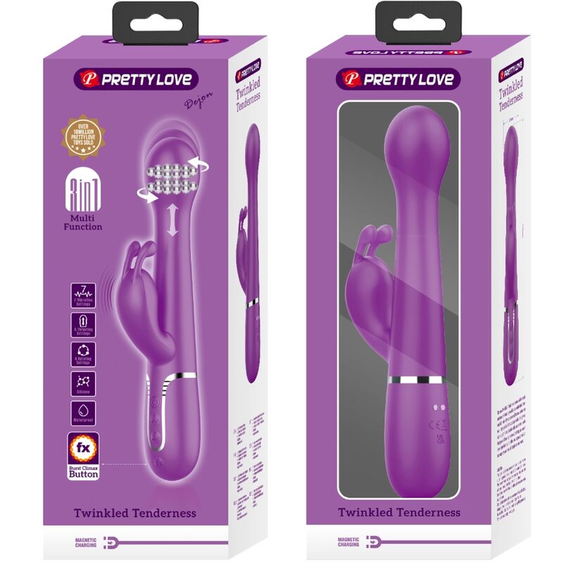 PRETTY LOVE - DEJON 3 IN 1 MULTIFUNZIONE VIBRATORE CONIGLIO VIOLA - PRETTY LOVE | Lingerie Harness Boutique