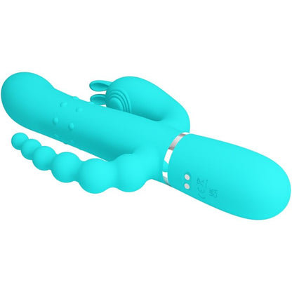 PRETTY LOVE - CAMMY 4 IN 1 MULTIFUNZIONE VIBRATORE TRIPLE RABBIT BLU - PRETTY LOVE | Lingerie Harness Boutique