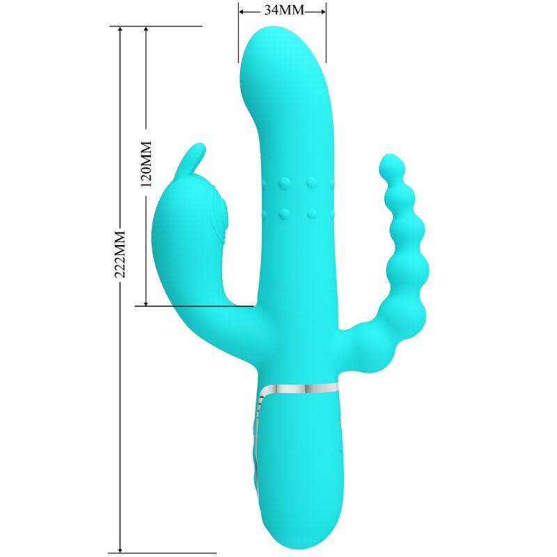 PRETTY LOVE - CAMMY 4 IN 1 MULTIFUNZIONE VIBRATORE TRIPLE RABBIT BLU - PRETTY LOVE | Lingerie Harness Boutique