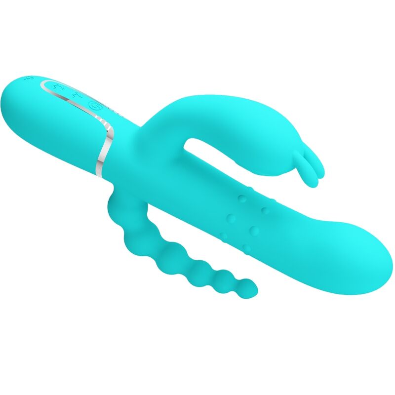 PRETTY LOVE - CAMMY 4 IN 1 MULTIFUNZIONE VIBRATORE TRIPLE RABBIT BLU - PRETTY LOVE | Lingerie Harness Boutique
