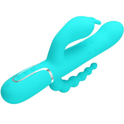 PRETTY LOVE - CAMMY 4 IN 1 MULTIFUNZIONE VIBRATORE TRIPLE RABBIT BLU - PRETTY LOVE | Lingerie Harness Boutique