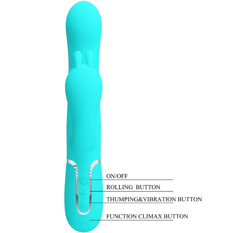 PRETTY LOVE - CAMMY 4 IN 1 MULTIFUNZIONE VIBRATORE TRIPLE RABBIT BLU - PRETTY LOVE | Lingerie Harness Boutique