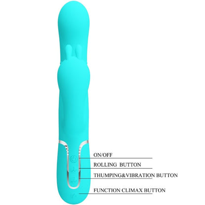 PRETTY LOVE - CAMMY 4 IN 1 MULTIFUNZIONE VIBRATORE TRIPLE RABBIT BLU - PRETTY LOVE | Lingerie Harness Boutique