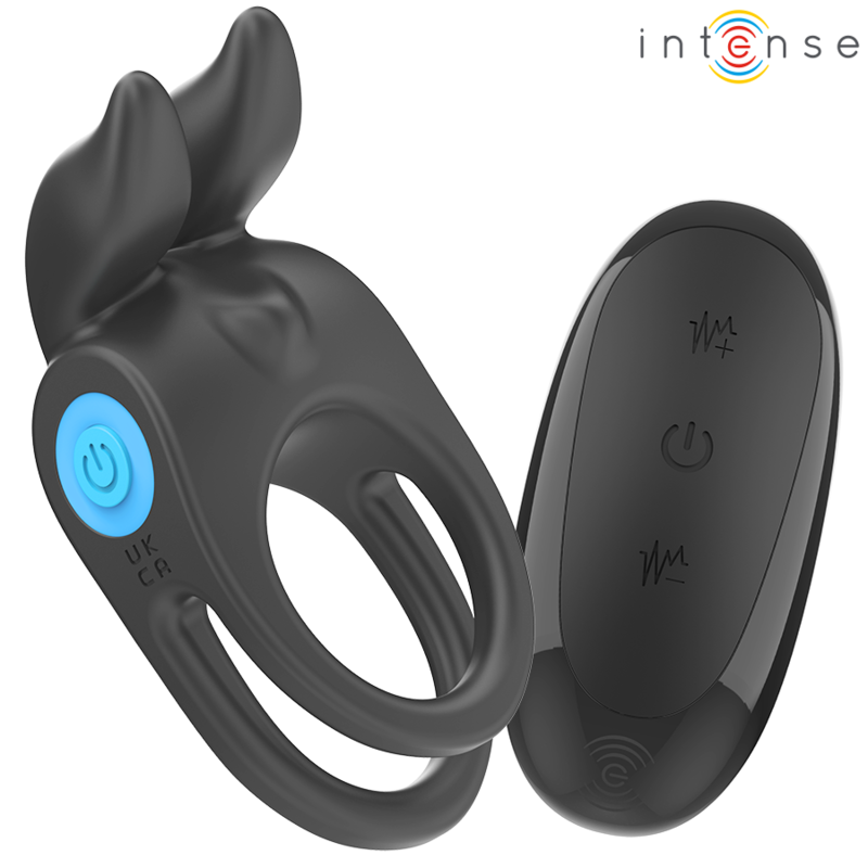 INTENSE - SAM VIBRATORE DOPPIO ANELLO PER PENE 10 VIBRAZIONI NERO - INTENSE COUPLES TOYS | Lingerie Harness Boutique