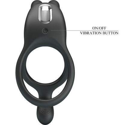 PRETTY LOVE - SETH DOPPIO ANELLO VIBRANTE CONIGLIO 7 VIBRAZIONI NERO - PRETTY LOVE | Lingerie Harness Boutique