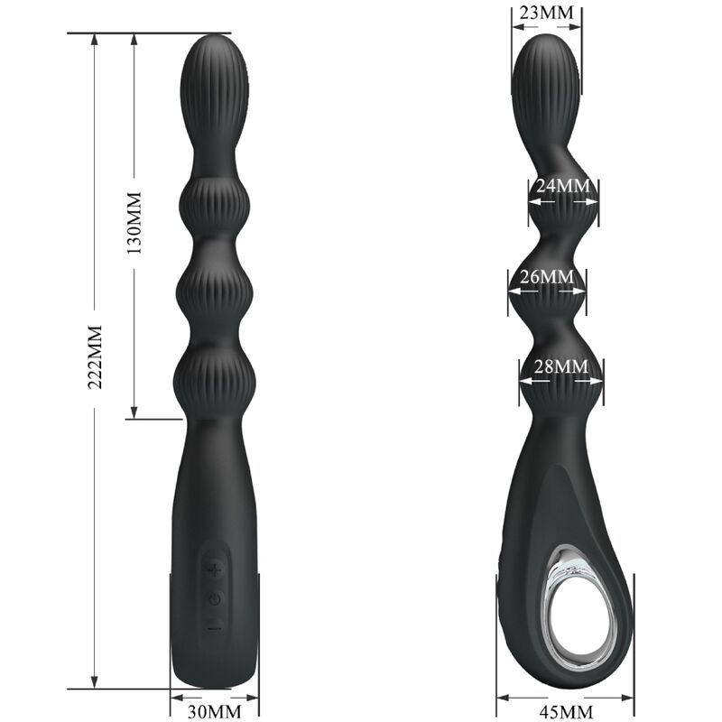 PRETTY LOVE - FEDERER VIBRATORE ANALE 12 VIBRAZIONI NERO - PRETTY LOVE | Lingerie Harness Boutique