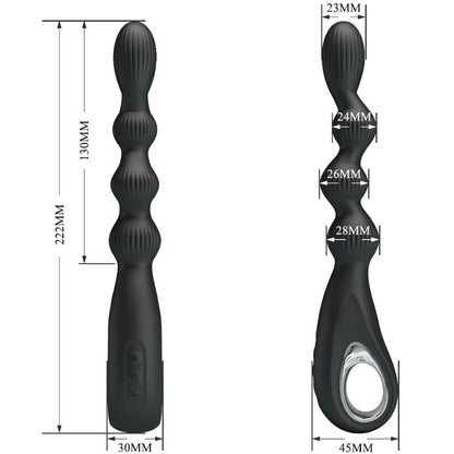 PRETTY LOVE - FEDERER VIBRATORE ANALE 12 VIBRAZIONI NERO - PRETTY LOVE | Lingerie Harness Boutique