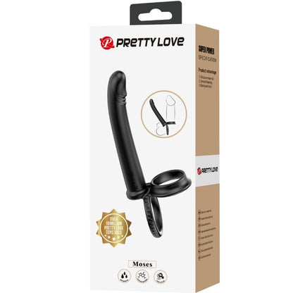 PRETTY LOVE - DILLION DOPPIA PENETRAZIONE DOPPIO ANELLO PER IL PENE NERO - PRETTY LOVE | Lingerie Harness Boutique