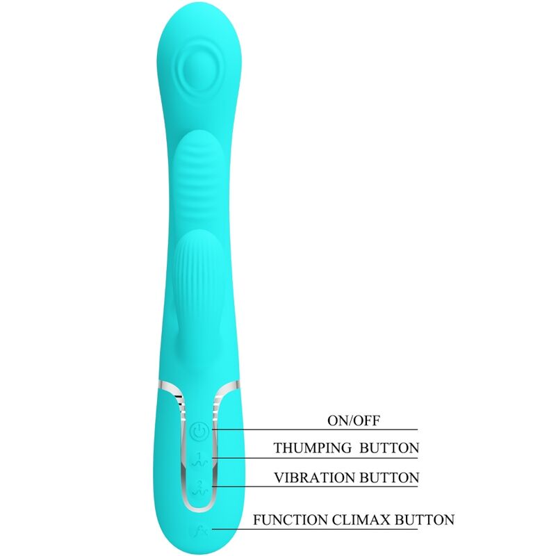 PRETTY LOVE - SHANIA TRIPLE RABBIT VIBRATORE MULTIFUNZIONE 3 IN 1 BLU - PRETTY LOVE | Lingerie Harness Boutique