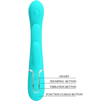 PRETTY LOVE - SHANIA TRIPLE RABBIT VIBRATORE MULTIFUNZIONE 3 IN 1 BLU - PRETTY LOVE | Lingerie Harness Boutique