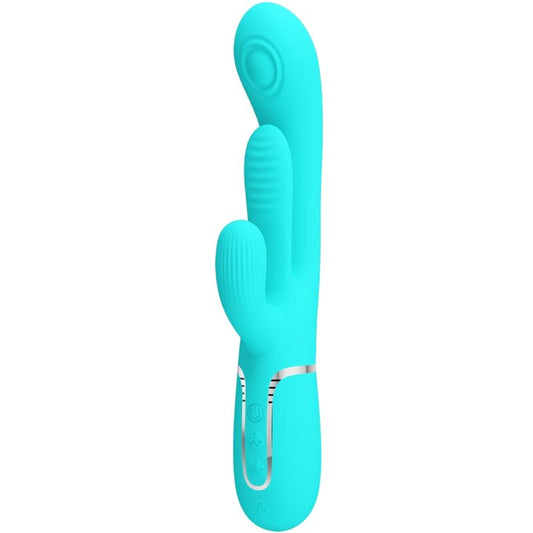 PRETTY LOVE - SHANIA TRIPLE RABBIT VIBRATORE MULTIFUNZIONE 3 IN 1 BLU - PRETTY LOVE | Lingerie Harness Boutique