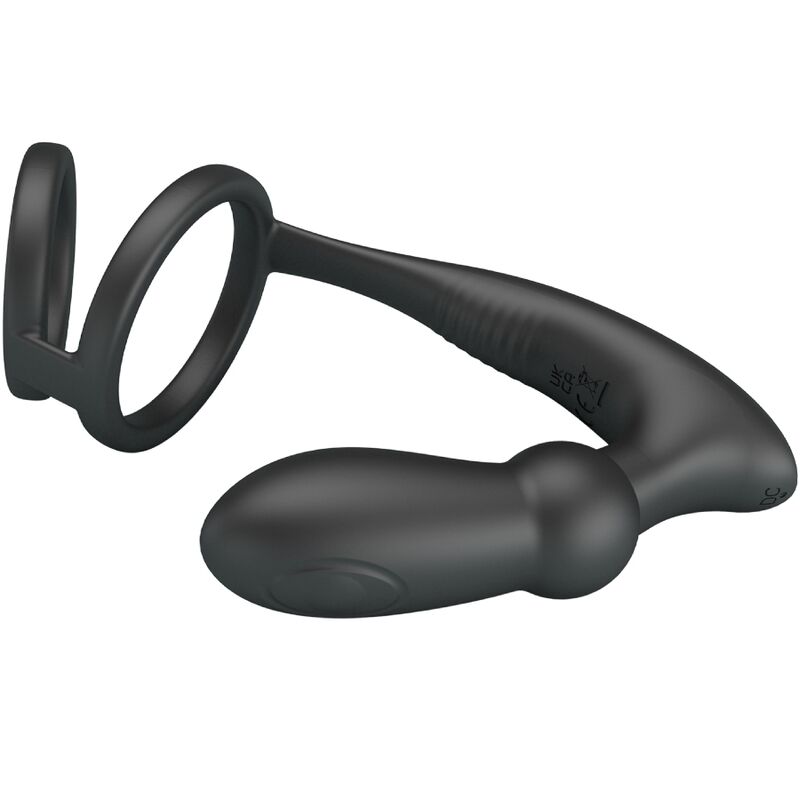 PRETTY LOVE - ANELLO PER PENE EMONI + TAPPO ANALE 12 VIBRAZIONI NERO - PRETTY LOVE | Lingerie Harness Boutique