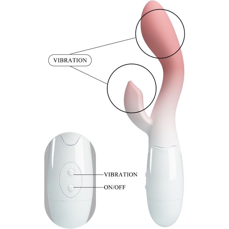 PRETTY LOVE - VIBRATORE PUNTO G LUMINOSO + STIMOLATORE CLITORIDEO 30 VIBRAZIONI ROSA - PRETTY LOVE | Lingerie Harness Boutique