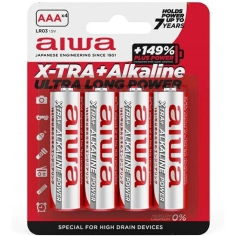 AIWA - BATTERIA ALCALINA X-TRA AAA LR03 BLISTER*4 - AIWA | Lingerie Harness Boutique