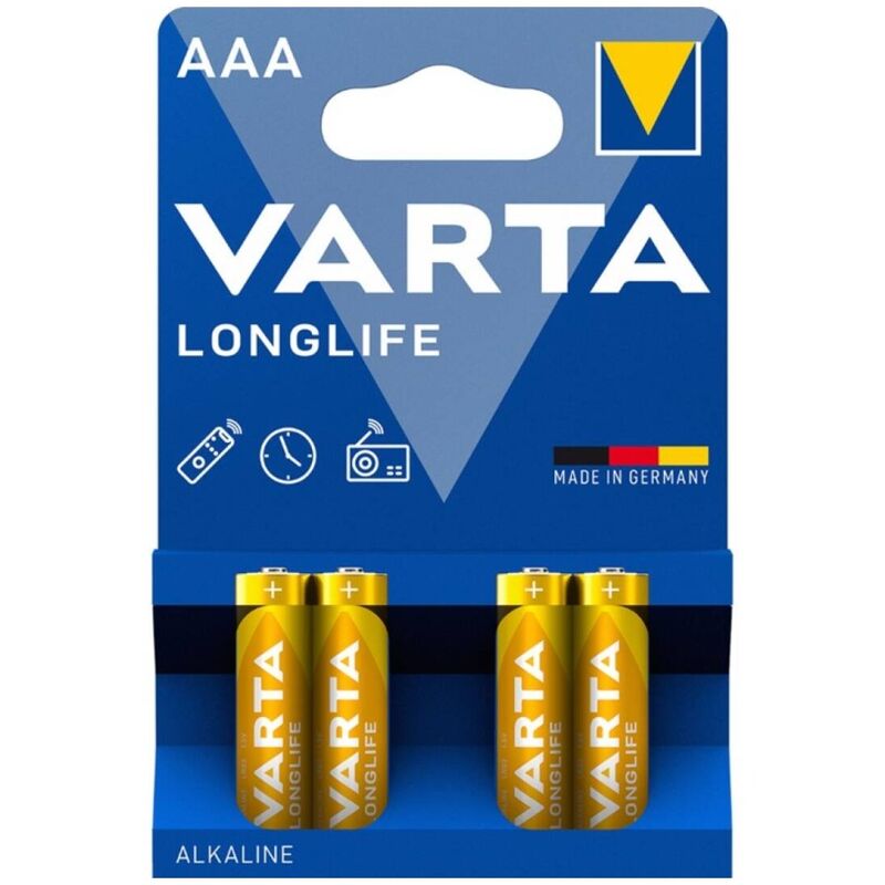 VARTA - BATTERIA ALCALINA AAA LONGLIFE LR03 BLISTER*4 - VARTA | Lingerie Harness Boutique
