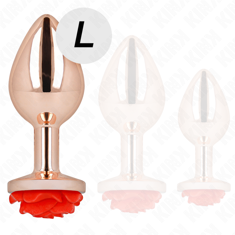 KINK - PLUG ANALE IN ORO ROSA CON ROSA ROSSA L - KINK PLEASURE PLUGS | Lingerie Harness Boutique