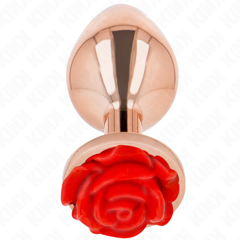 KINK - PLUG ANALE IN ORO ROSA CON ROSA ROSSA L - KINK PLEASURE PLUGS | Lingerie Harness Boutique