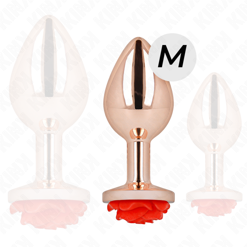 KINK - PLUG ANALE IN ORO ROSA CON ROSA ROSSA M - KINK PLEASURE PLUGS | Lingerie Harness Boutique
