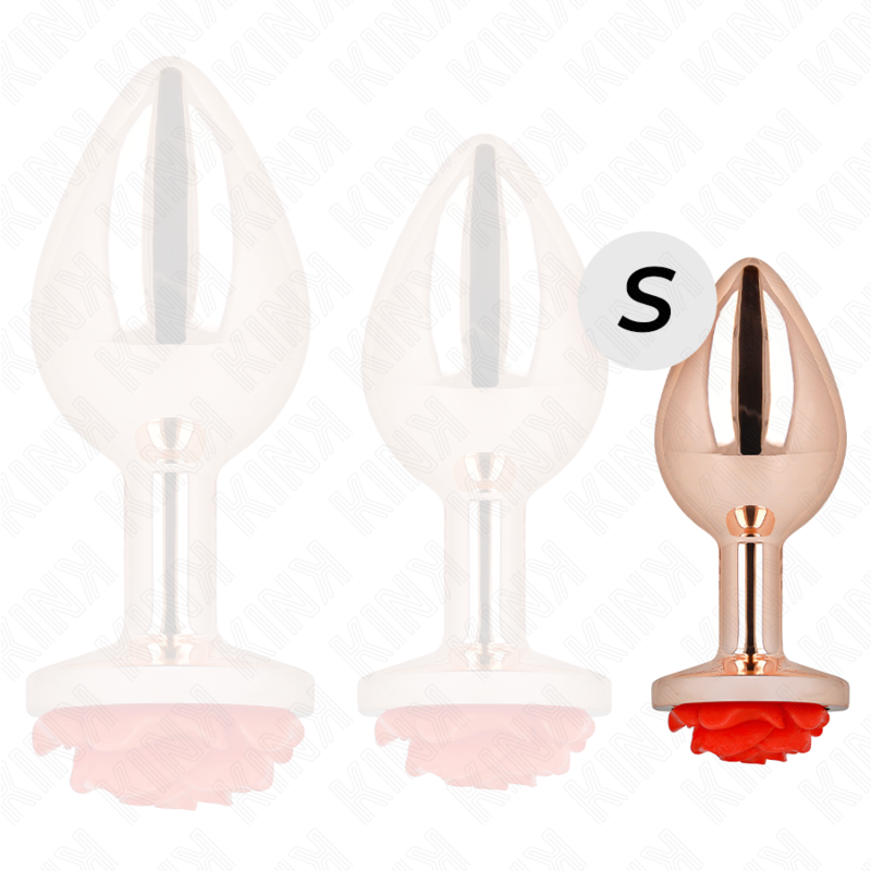 KINK - PLUG ANALE IN ORO ROSA CON ROSA ROSSA S - KINK PLEASURE PLUGS | Lingerie Harness Boutique